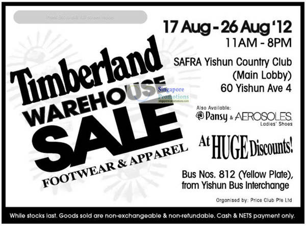 Featured image for Timberland Warehouse Sale @ SAFRA Yishun 17 Aug – 26 Aug 2012