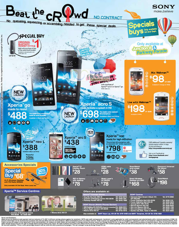 Featured image for 6range Sony Smartphones No Contract Price List Offers 31 Aug 2012