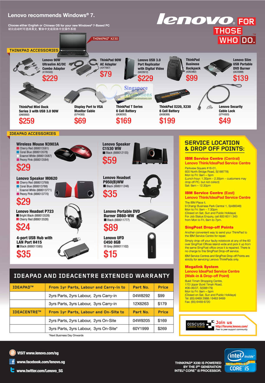 90W Combo Adapter 41R4502, AC Adapter 40Y7667, Port Replicator, Backpack, External DVD 0A33988, Mouse N3903A