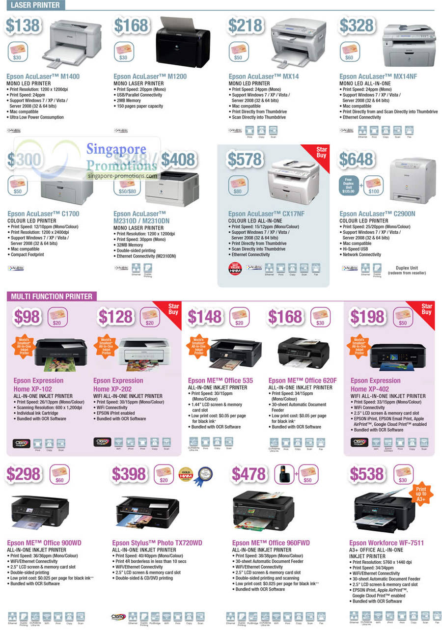 Aculaser Printers, Inkjet