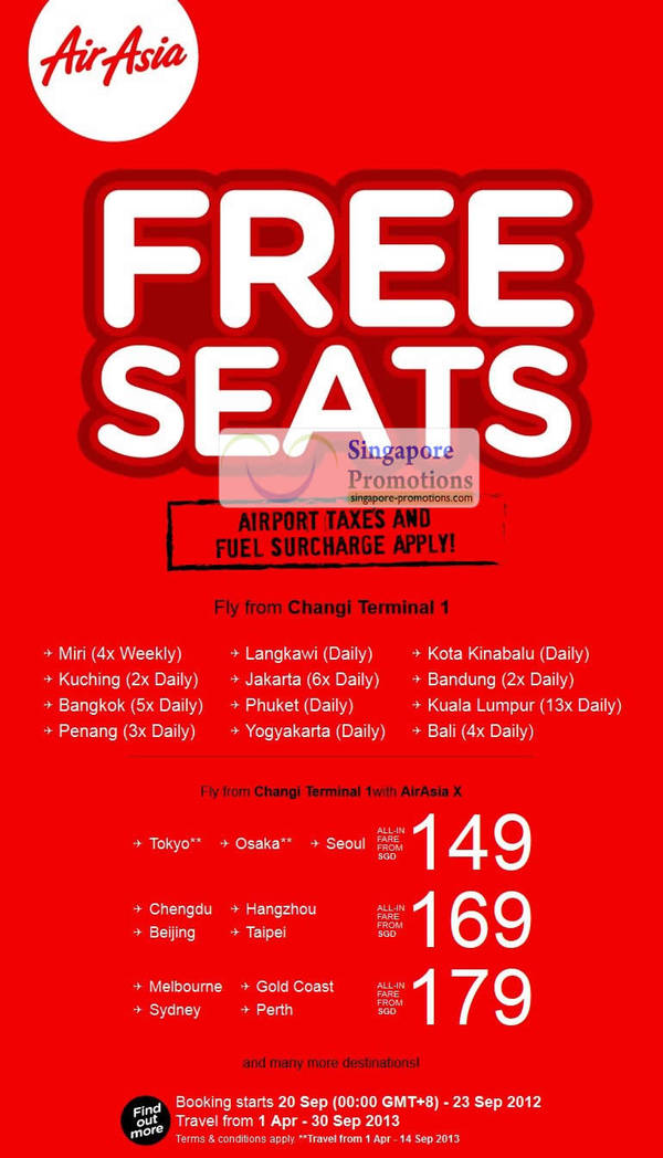 Featured image for (EXPIRED) Air Asia FREE Seats Air Fares Promotion 20 – 23 Sep 2012