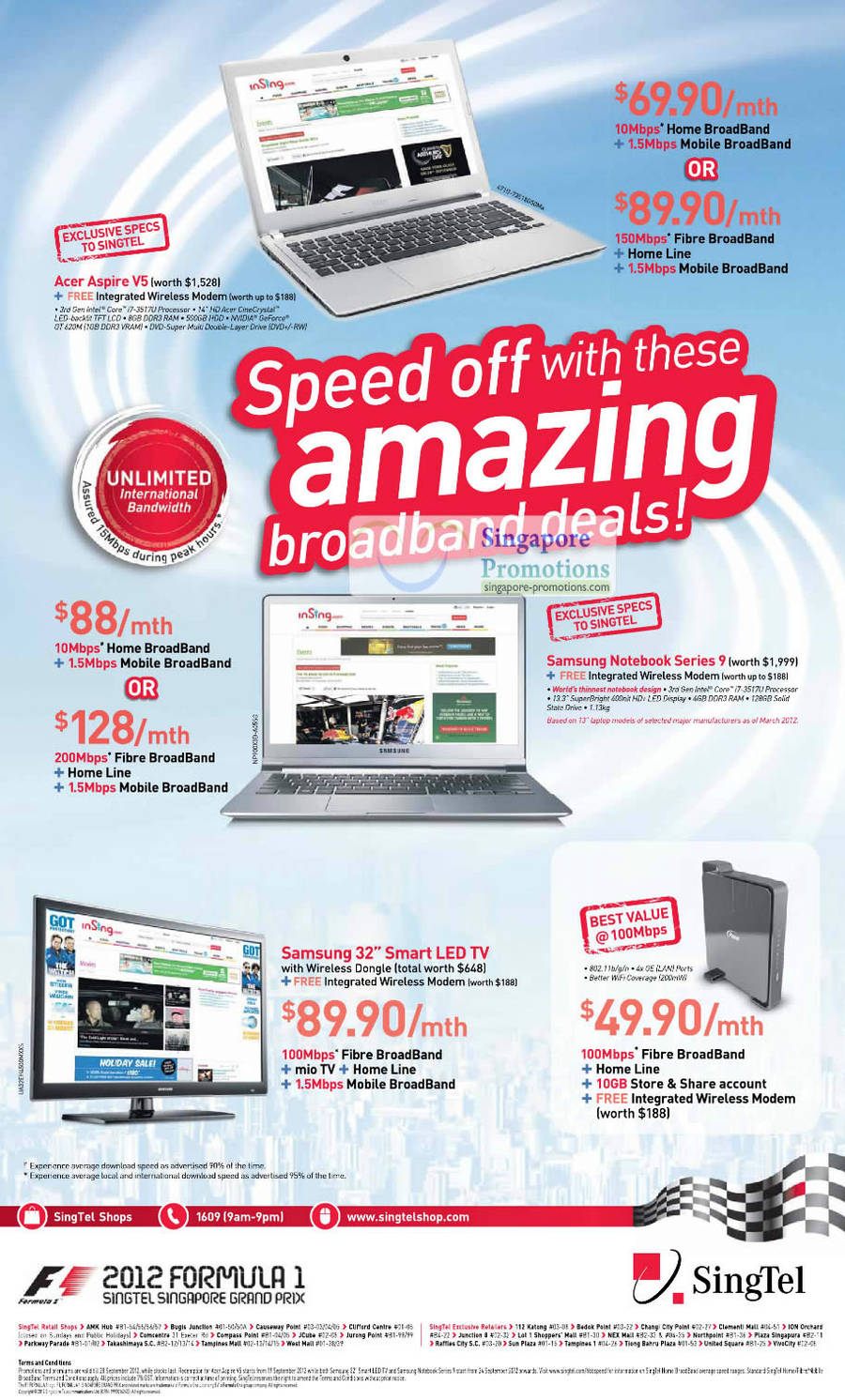 Broadband Fibre, ADSL Free Acer Aspire V5 Notebook, Samsung Notebook Series 9, Free Samsung 32 Smart LED TV