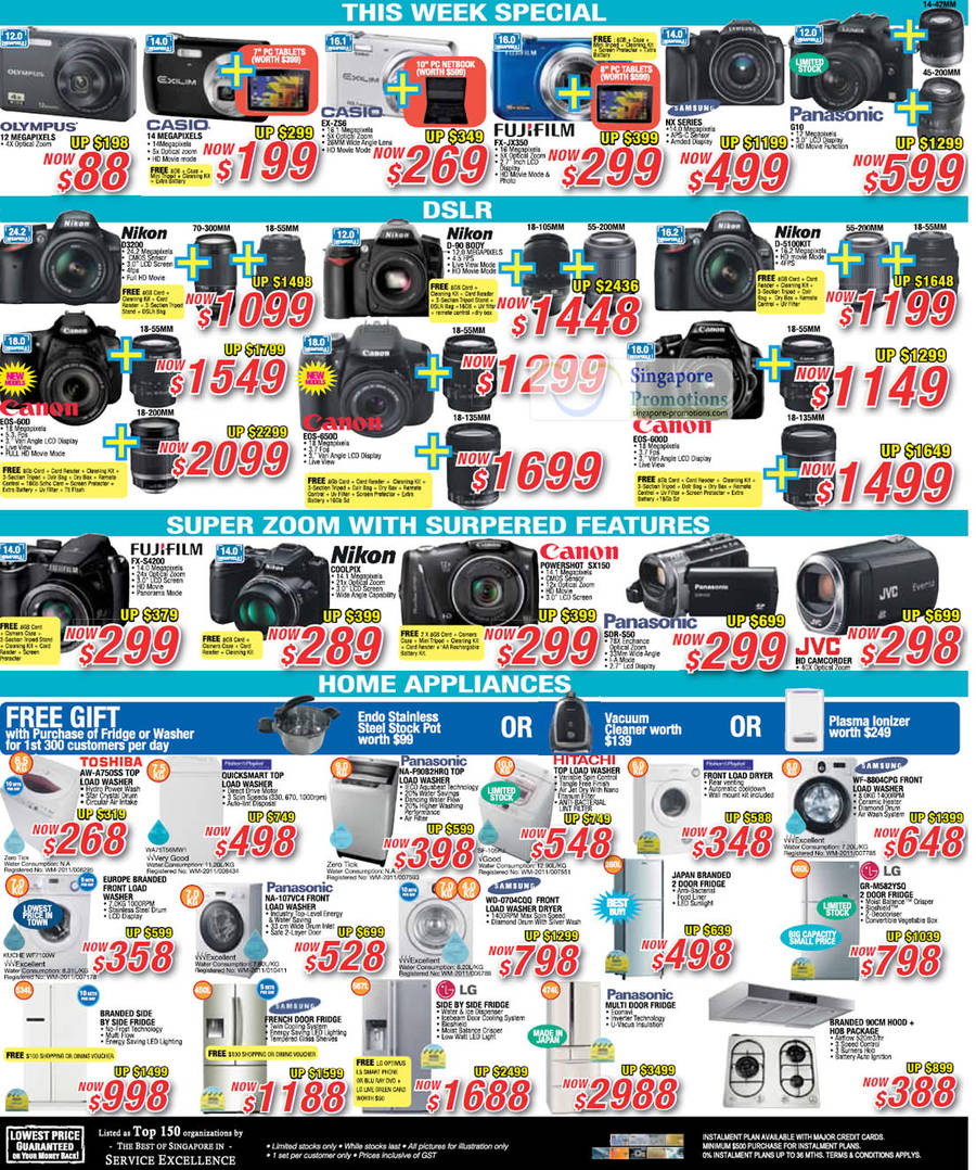 Digital Cameras, Home Appliances, Fujifilm, Canon, Panasonic, Samsung, Kuche, LG