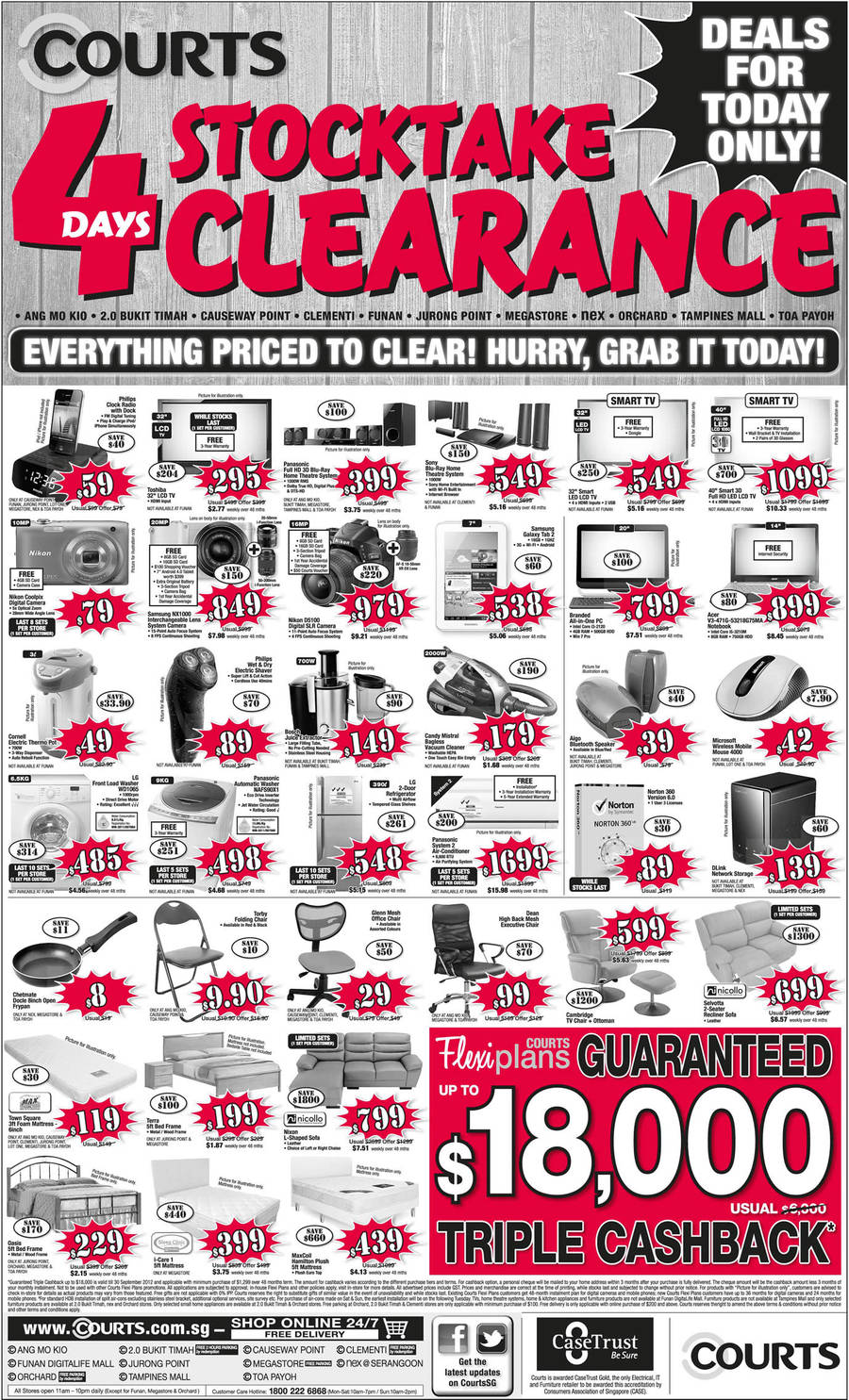 Digital Cameras, Notebooks, Washers, Mattresses, Sofa Sets, Samsung, Nikon, Acer, LG, Panasonic, Norton, Town Square, Terra, Nixon, Oasis