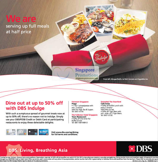 Featured image for (EXPIRED) DBS/POSB Up To 50% Off Dining Promotions @ Selected Outlets Islandwide 20 Sep – 31 Oct 2012