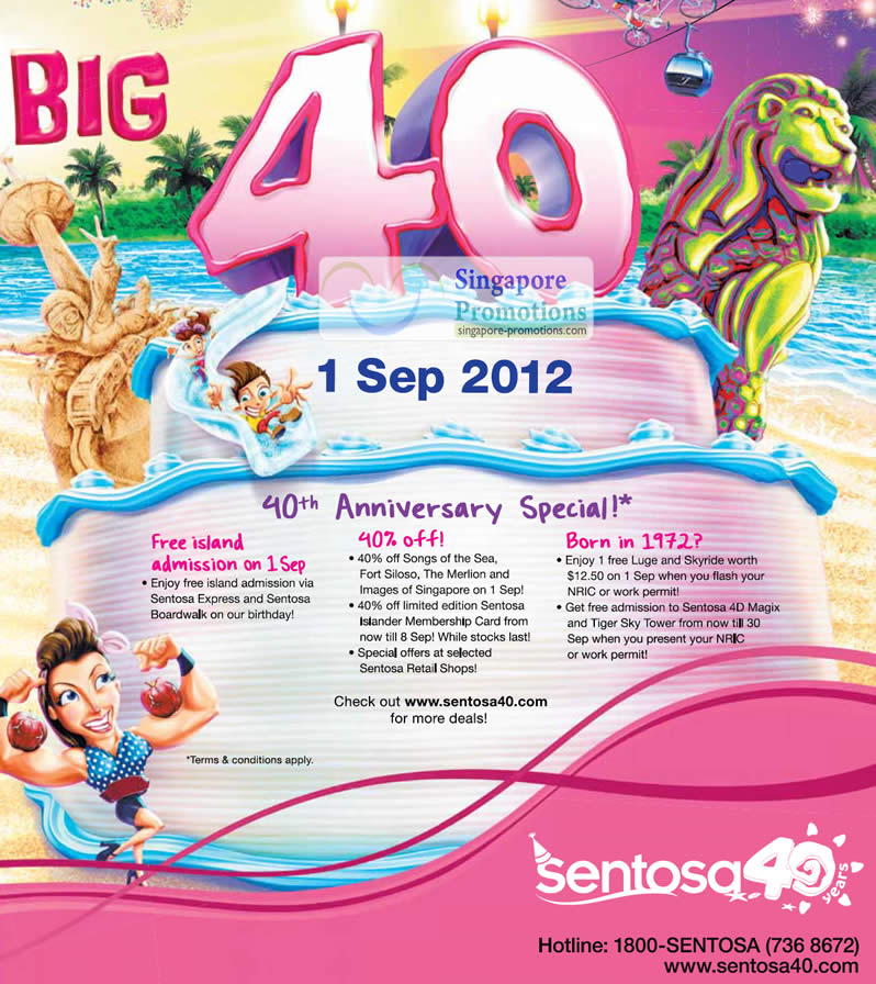 Featured image for Sentosa 40th Anniversary FREE Admission & Up To 40% Off Promotions 1 Sep 2012