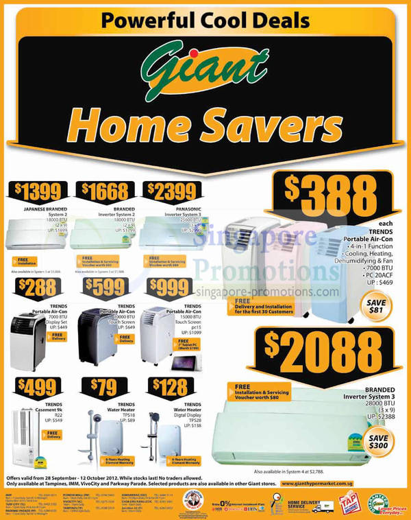 Featured image for (EXPIRED) Giant Hypermarket Air Conditioners & Water Heater Offers 28 Sep – 12 Oct 2012