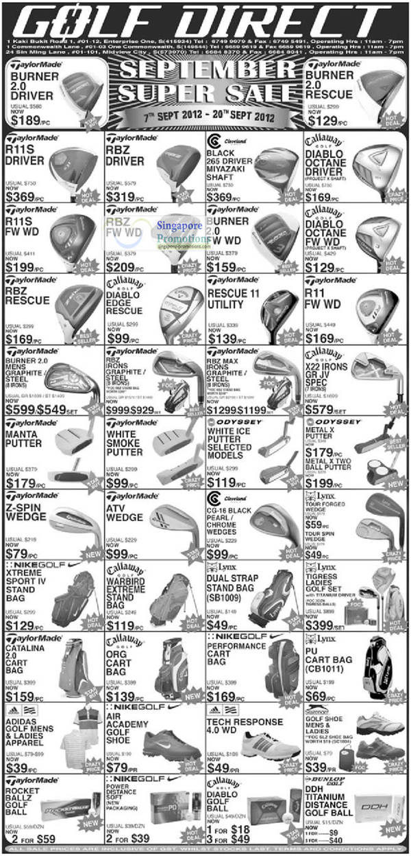 Featured image for (EXPIRED) Golf Direct September Super Sale 7 – 20 Sep 2012