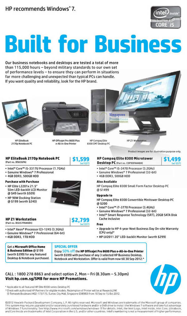 Featured image for HP Business Notebooks & Desktop PC Offers 5 Sep 2012