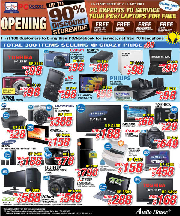 Featured image for Audio House Electronics, TV, Notebooks & Appliances Offers 22 – 23 Sep 2012