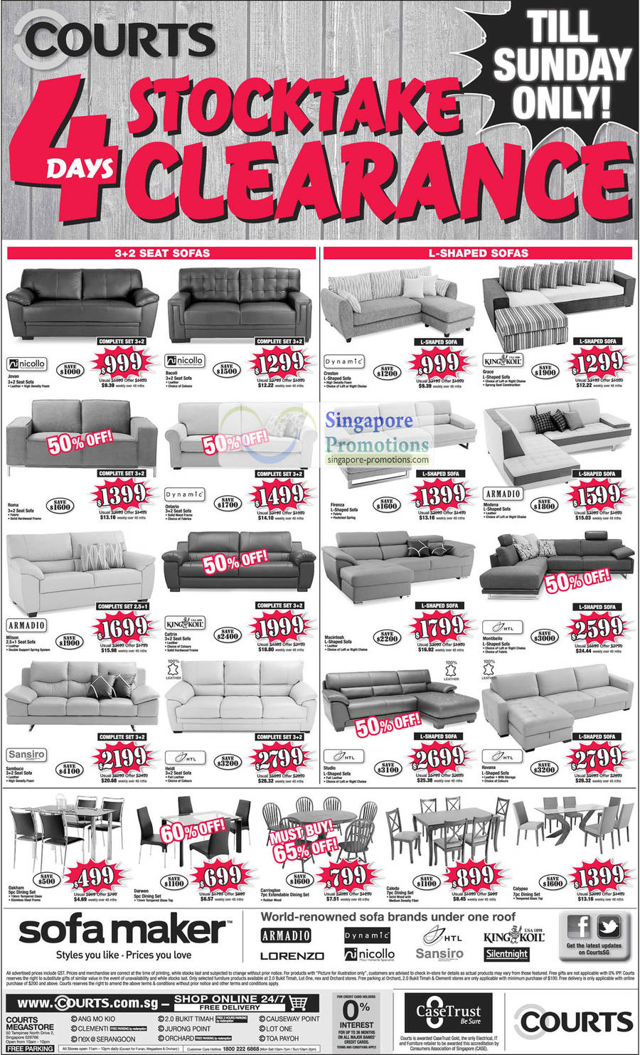 Sofa Sets Nicollo, Armadio, Sansiro, King Koil, Dynamic, HTL, Dining Sets, Caledo, Calypso, Carrington, Darwen, Oakham