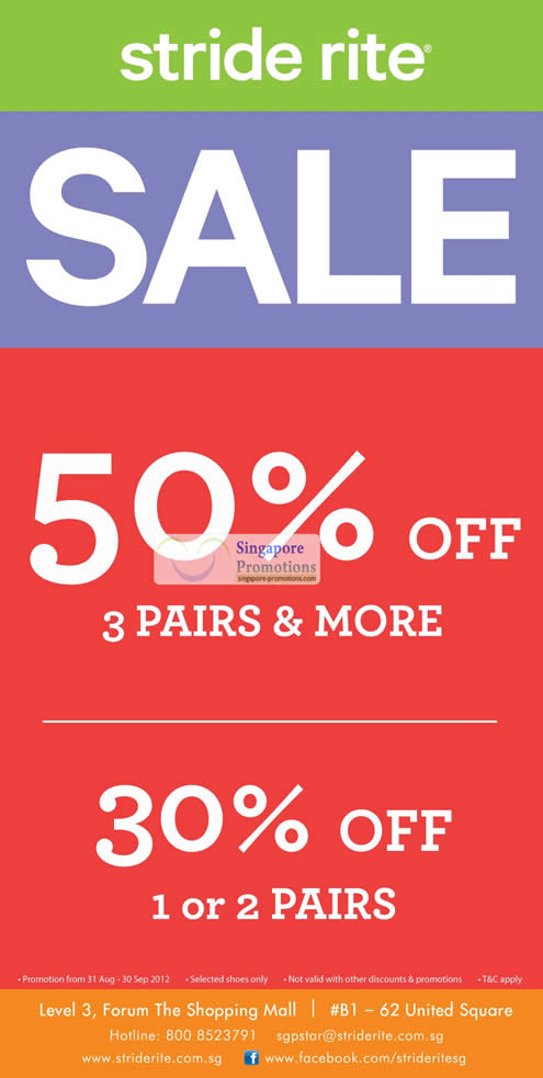 Featured image for Stride Rite Up To 50% Off Selected Shoes Promotion 3 Sep - 31 Oct 2012
