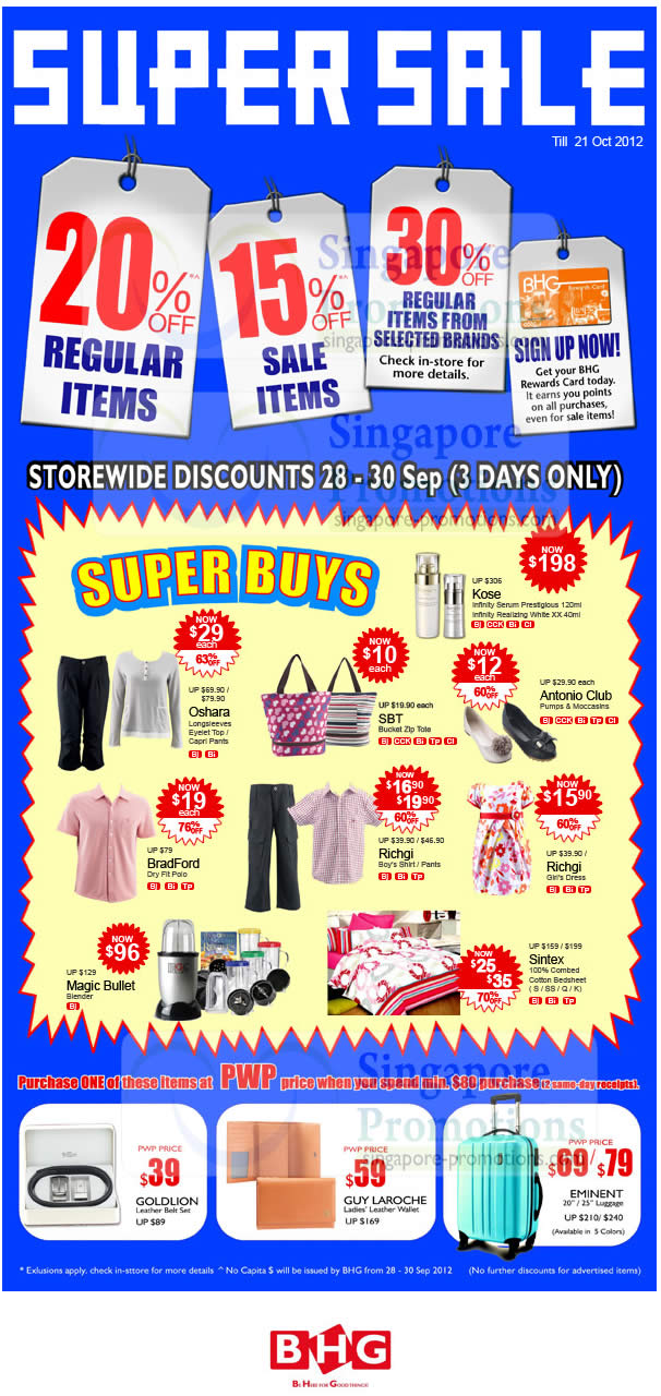 Featured image for BHG Super Sale Up To 30% Off Storewide 28 Sep - 21 Oct 2012