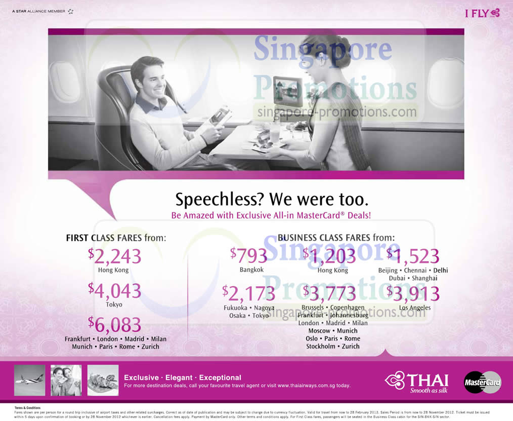 Featured image for Thai Airways MasterCard Special Air Fares 26 Sep - 28 Nov 2012