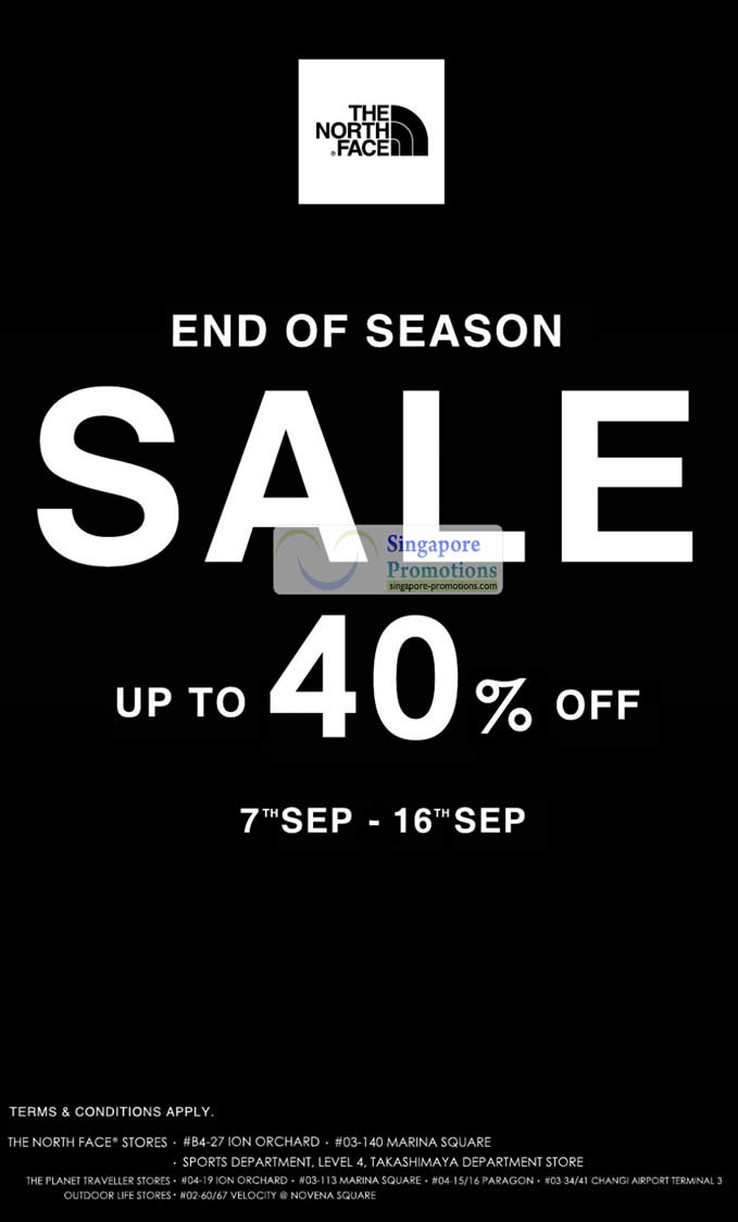 Featured image for The North Face End of Season Sale Up To 40% Off 7 - 16 Sep 2012