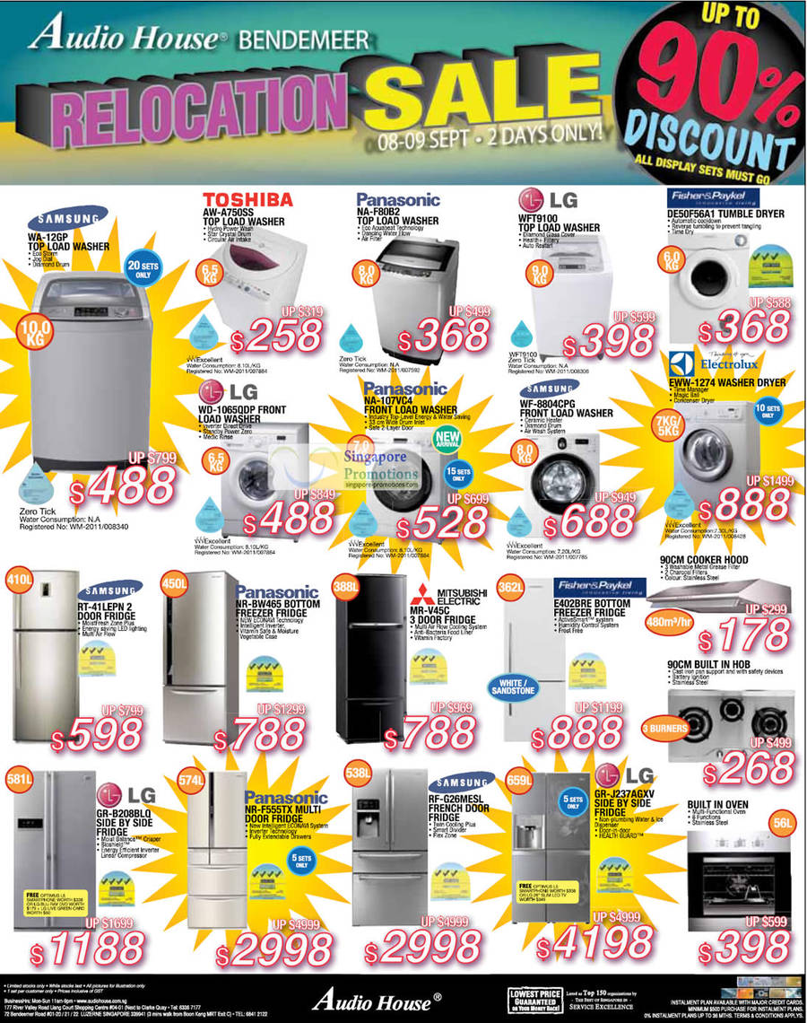 Washers, Fridges, Cookerhood, LG, Samsung, Toshiba, Panasonic, Electrolux