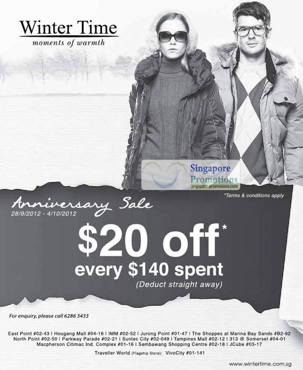 Featured image for (EXPIRED) Winter Time $20 Off With Every $140 Spend 28 Sep – 4 Oct 2012