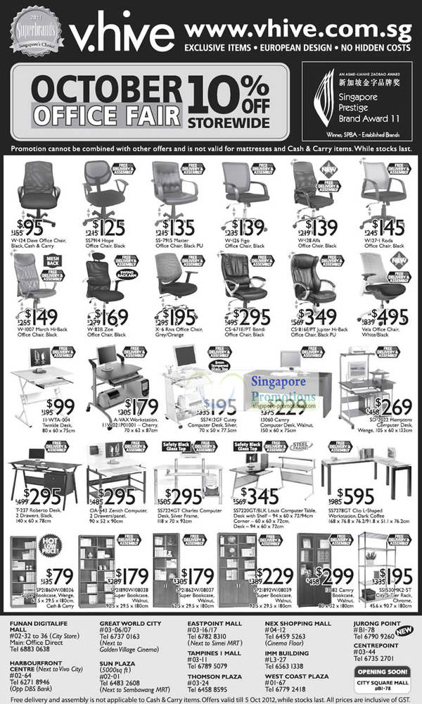 Featured image for vHive Furniture 10% Off October Office Fair Promotion Offers 29 Sep – 5 Oct 2012