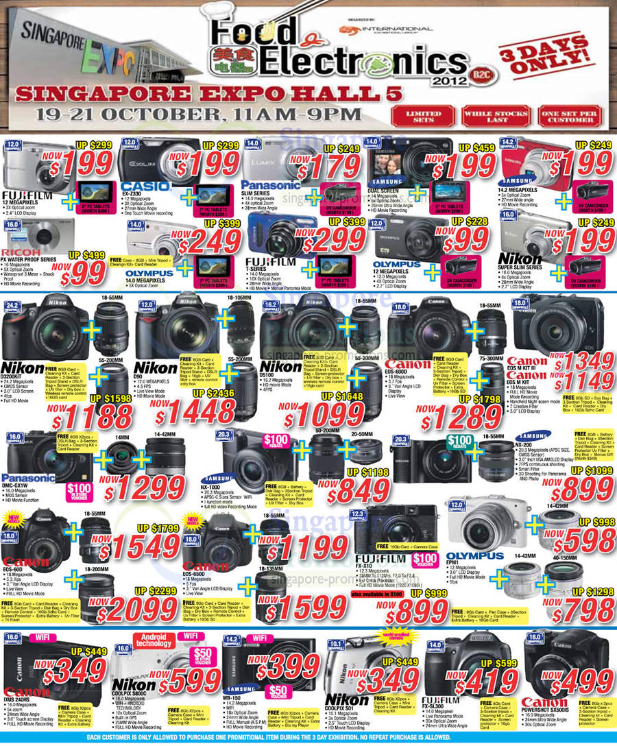 19 Oct Digital Cameras, Fujifilm, Casio, Olympus, Panasonic, Samsung, Nikon, Canon, Ricoh