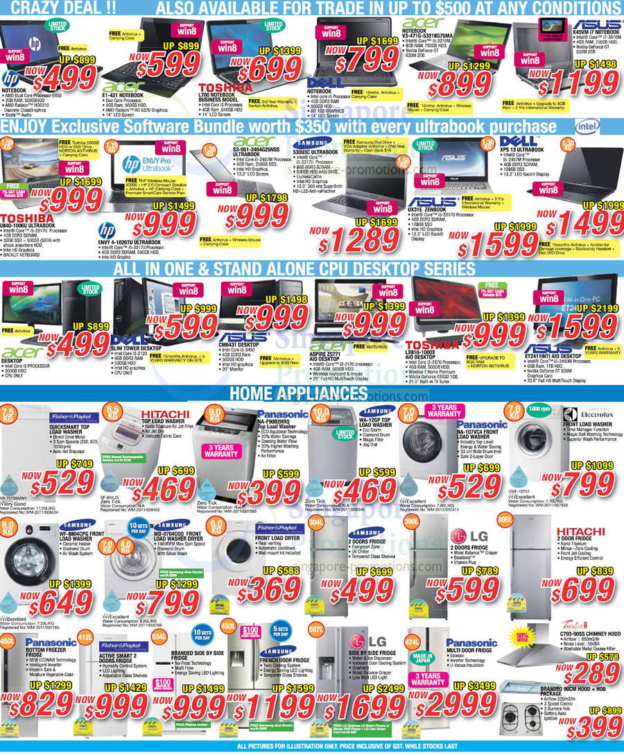 19 Oct Notebooks, Fridges, Washers, HP, Acer, Toshiba, Dell, HP, Samsung, Hitachi, Fisher and Paykel, LG, Turbo Cooker Hood