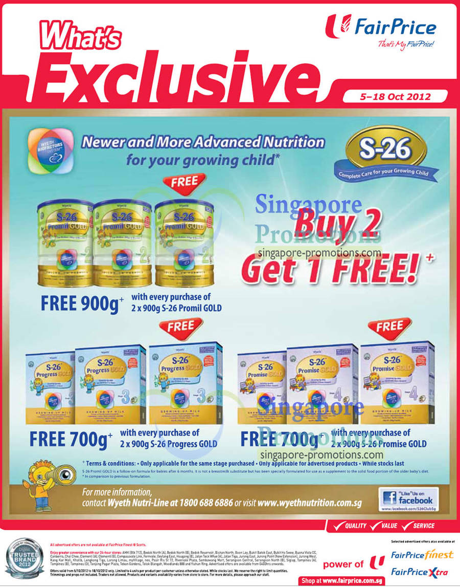 5 Oct Wyeth S-26 Milk Powder Buy 2 Get 1 Free