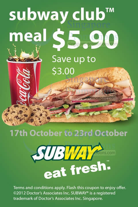 Featured image for Subway $5.90 Chicken & Bacon Ranch Meal & Club Meal Coupons 17 - 23 Oct 2012