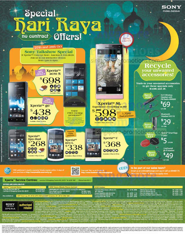 Featured image for 6range Sony Smartphones No Contract Price List Offers 26 Oct 2012