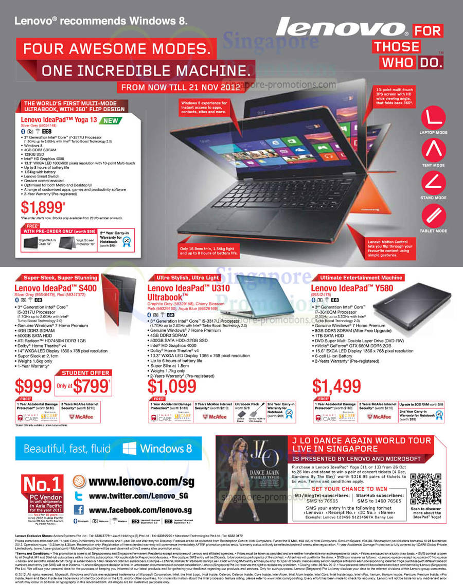 9 Nov Lenovo Ideapad Yoga 13, S400, U310, Y580