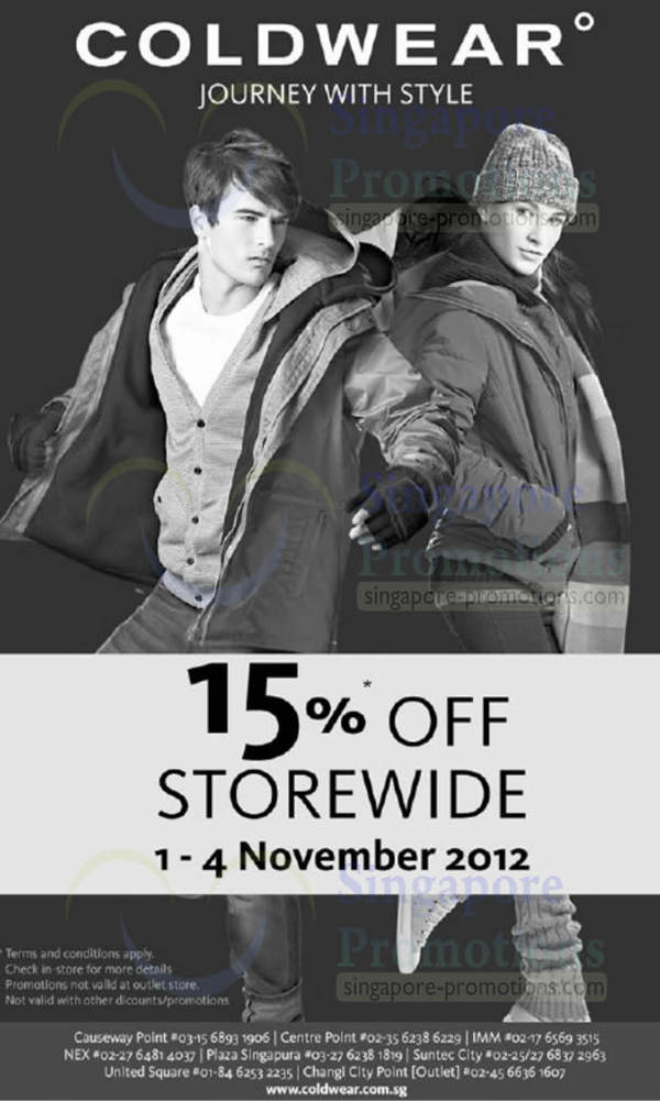 Featured image for Coldwear 15% Off Storewide Promotion 1 – 4 Nov 2012