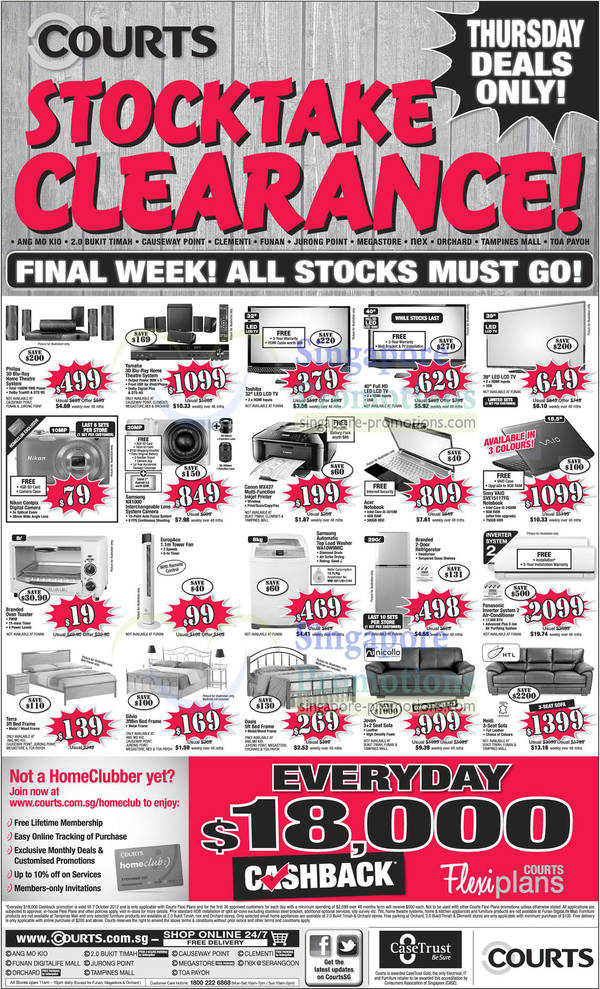 Featured image for Courts Stocktake Clearance One Day Deals 4 Oct 2012