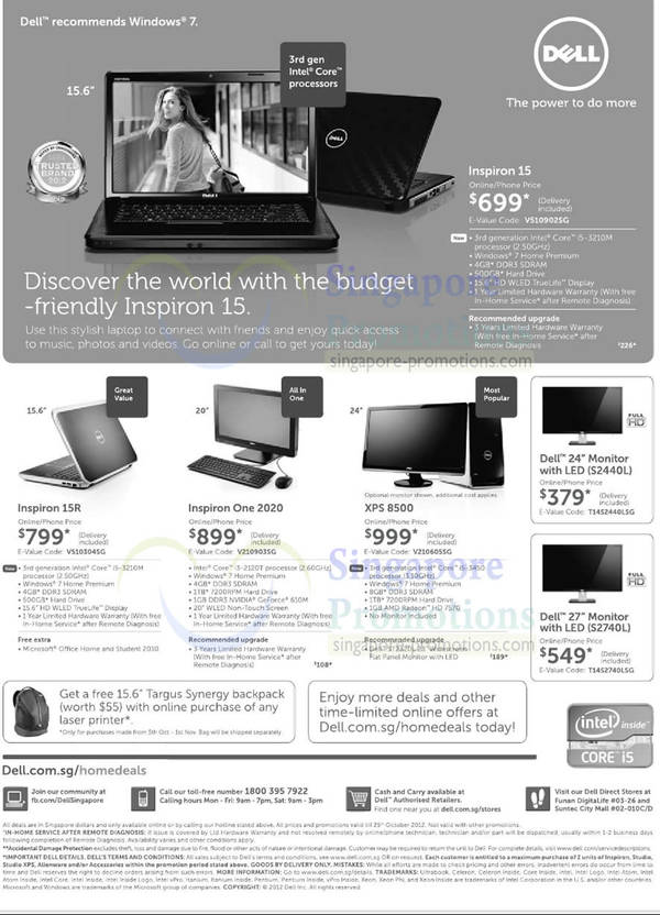 Featured image for Dell Notebooks & Desktop PC Promotion Offers 17 – 25 Oct 2012