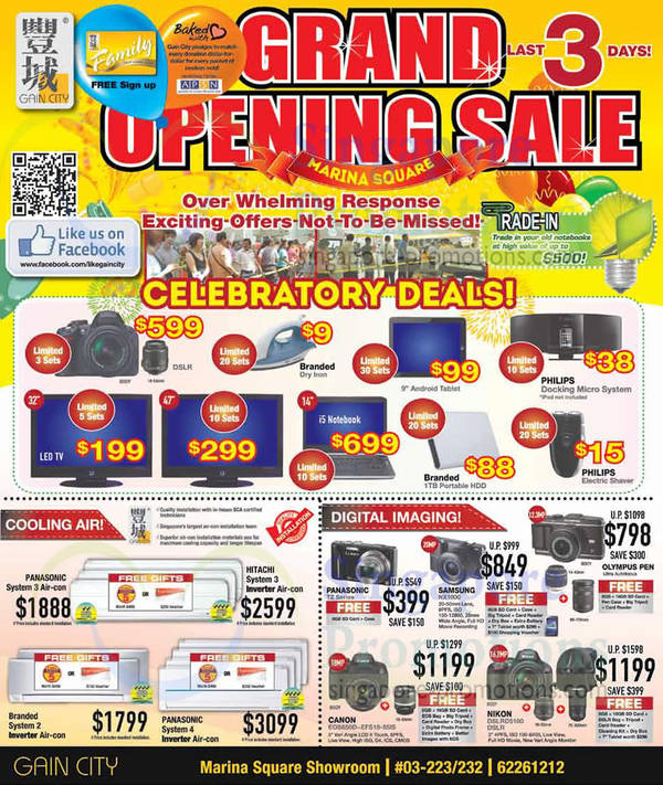 Featured image for (EXPIRED) Gain City Grand Opening Sale @ Marina Square 12 – 14 Oct 2012