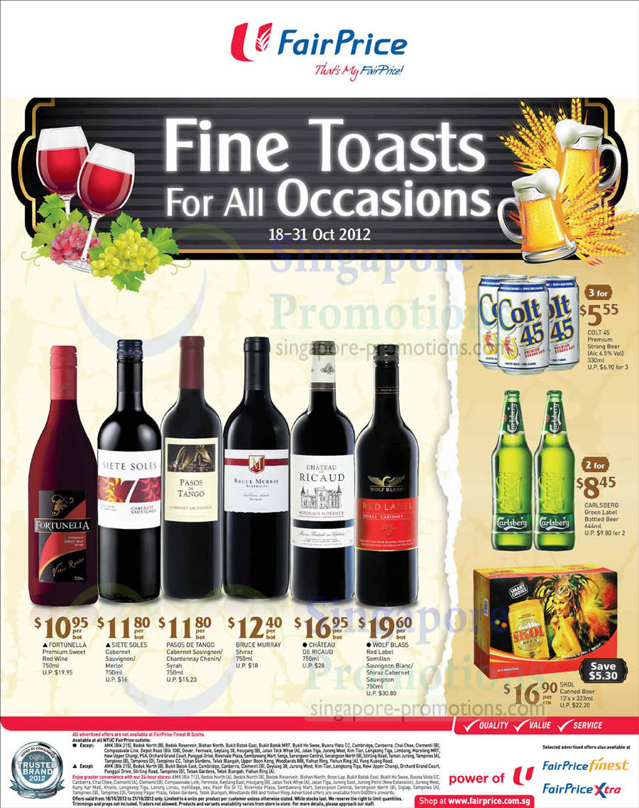 Fortunella Premium Sweet Red Wine, Siete Soles Cabernet SauvignonMerlot, Pasos De Tango Cabernet Sauvignon, Bruce Murray Shiraz, Wolf Blass