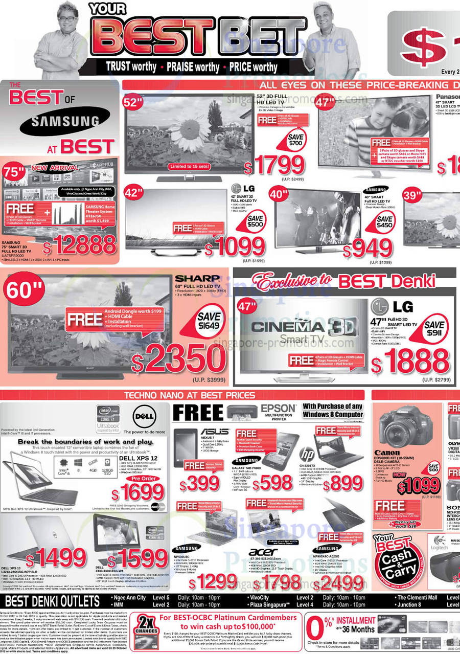 LED TVs, Tablets, Notebooks, Asus, HP, Samsung, Acer, LG, Sharp