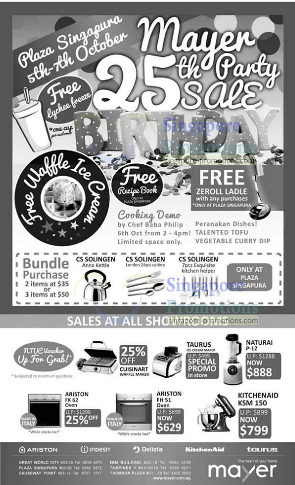 Featured image for Mayer 25th Party Sale @ Plaza Singapura 5 – 7 Oct 2012