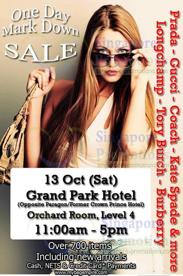 Featured image for MyBagEmpire Branded Handbags Sale @ Grand Park Hotel 13 Oct 2012