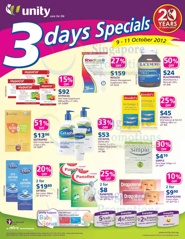 Featured image for (EXPIRED) NTUC Unity 3 Day Specials Up To 51% Off 9 – 11 Oct 2012