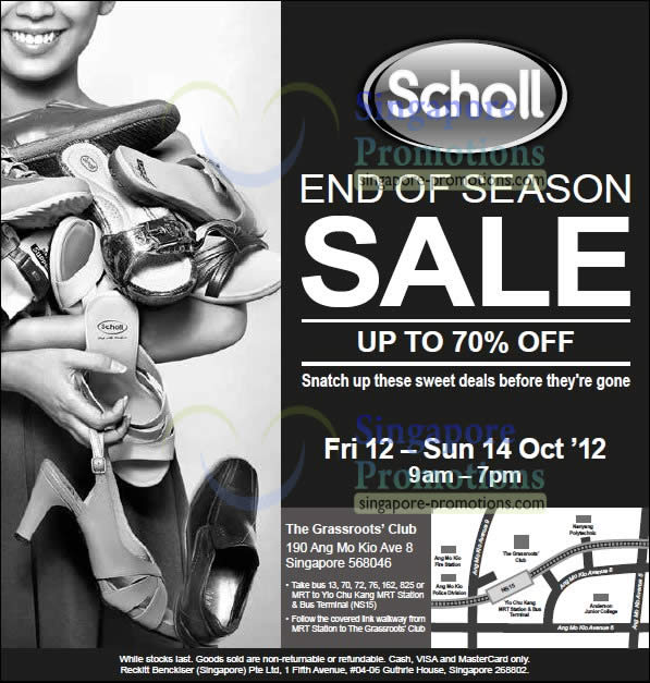 Featured image for Scholl End of Season Sale Up to 70% Off @ The Grassroots Club 12 - 14 Oct 2012