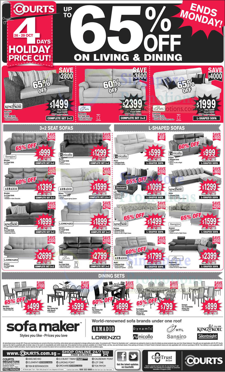 Sofa Sets King Koil, HTL, Sansiro, Armadio, Lorenzo, Nicollo, Silentnight