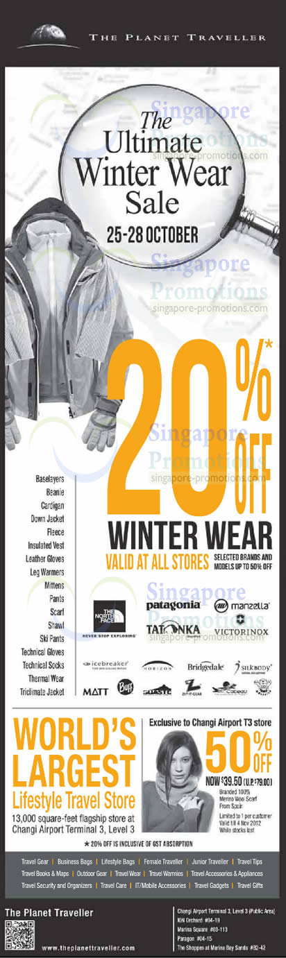 Featured image for (EXPIRED) The Planet Traveller 20% Off Ultimate Winter Wear Sale 25 – 28 Oct 2012