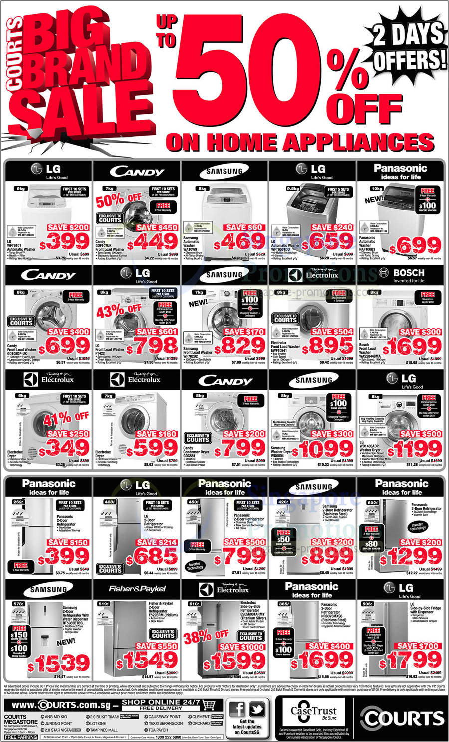 Washers, Dryers, Fridges, LG, Candy, Samsung, Panasonic, Electrolux, Fisher & Paykel