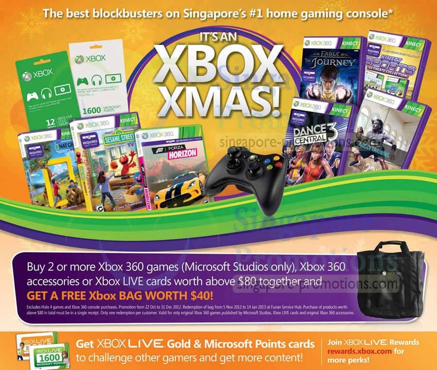 Xbox 360 Games, Accessories, Live Cards Free Bag