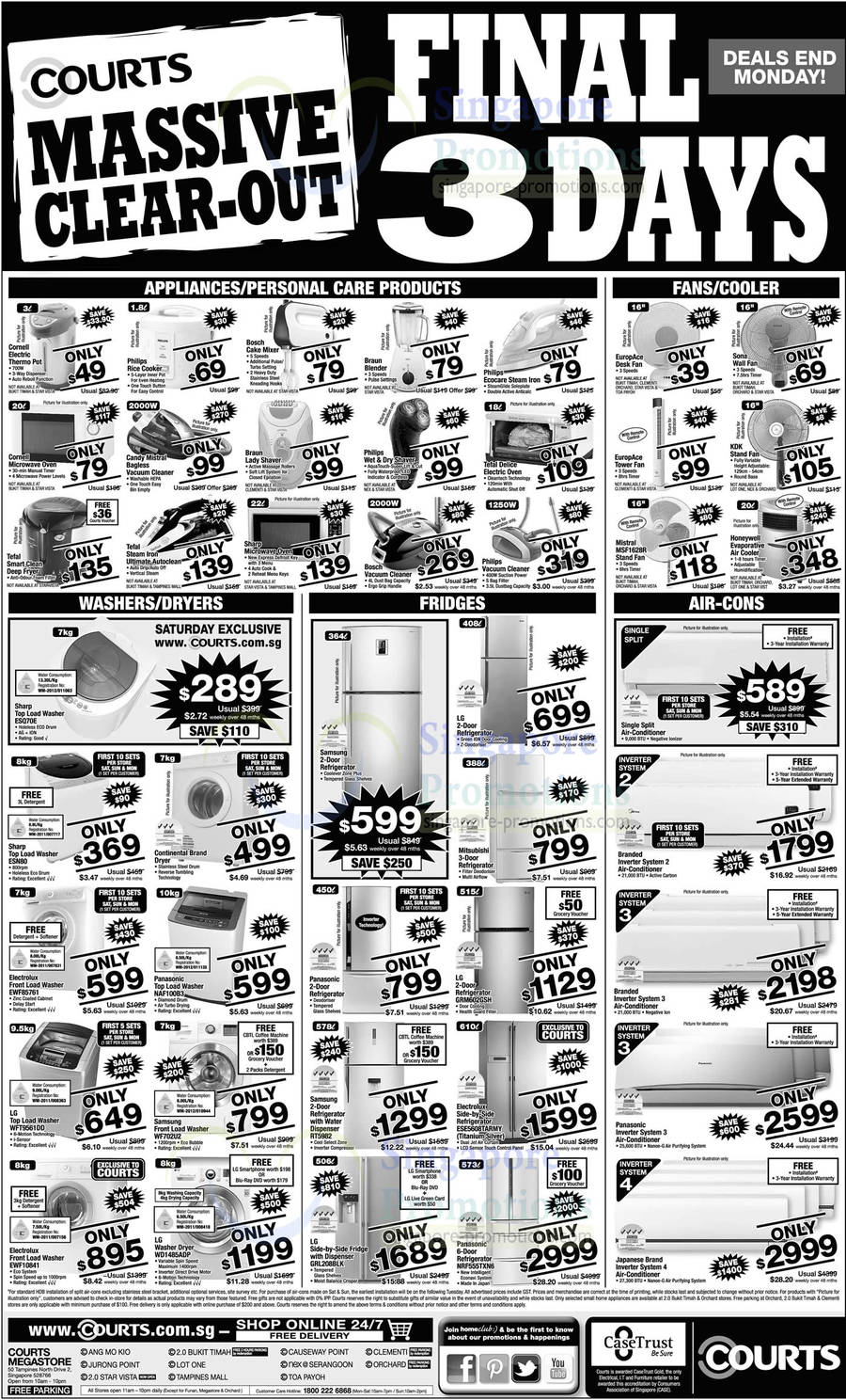 18 Nov Washers, Fridges, Sharp, Electrolux, Panasonic, Samsung, LG, Mistral MSF1628R Stand Fan