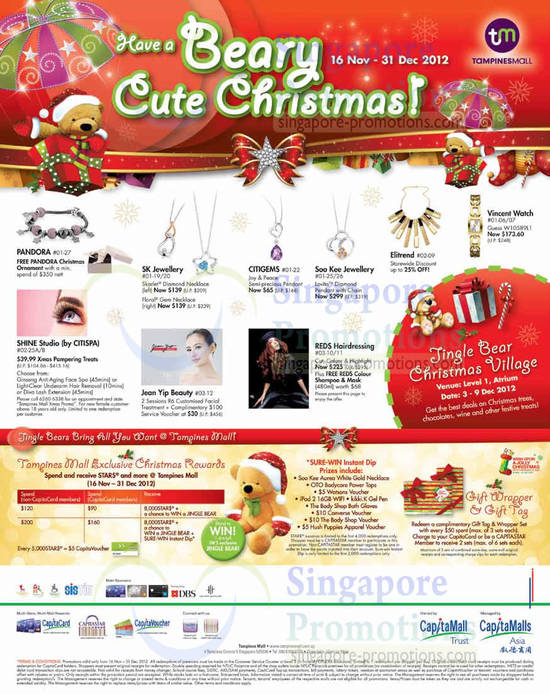 23 Nov Pandora, SK Jewellery, Citigems, Elitrend, Jean Yip Beauty