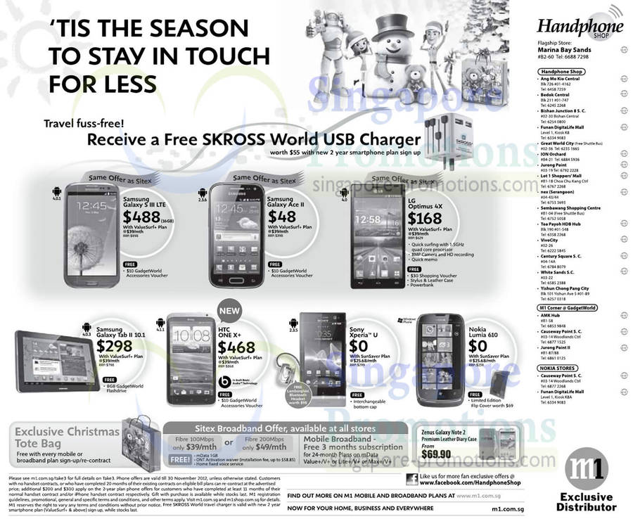 25 Nov Handphone Shop Samsung Galaxy S III LTE, Ace 2, Tab 2 10.1, LG Optimus 4X, HTC One X Plus, Sony Xperia U, Nokia Lumia 610