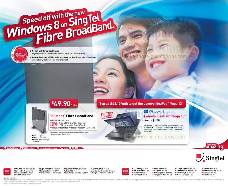 49.90 150Mbps Fibre Broadband, Fixed Line, Mobile Broadband, Modem, Lenovo IdeaPad Yoga 13 Notebook