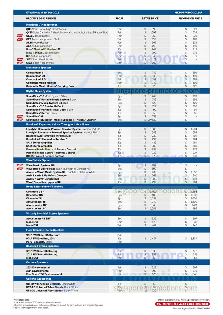 5 Dec Price List Headsets, Headphones, Speakers, Boselink