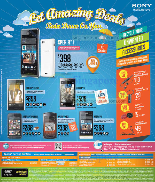 Featured image for 6range Sony Smartphones No Contract Price List Offers 16 Nov 2012