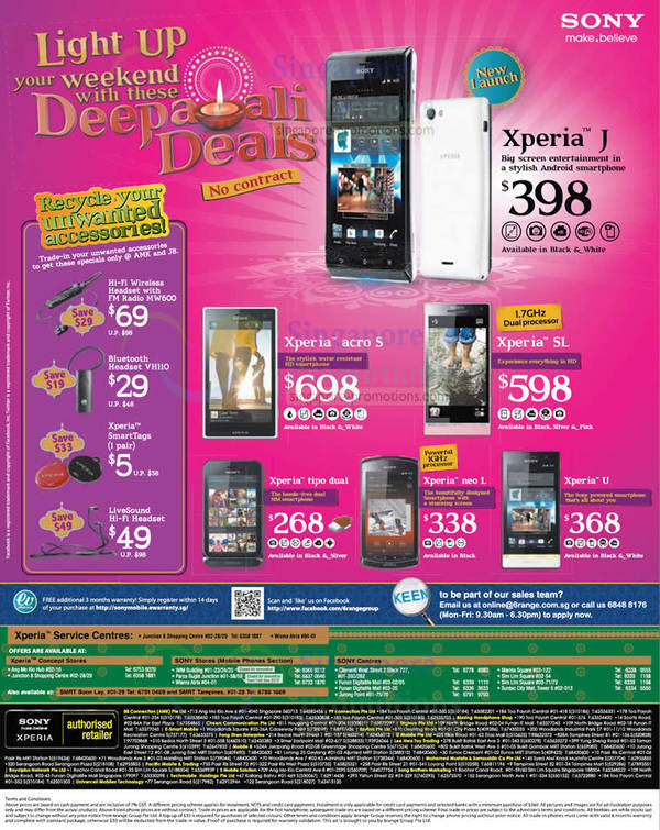 Featured image for 6range Sony Smartphones No Contract Price List Offers 9 Nov 2012