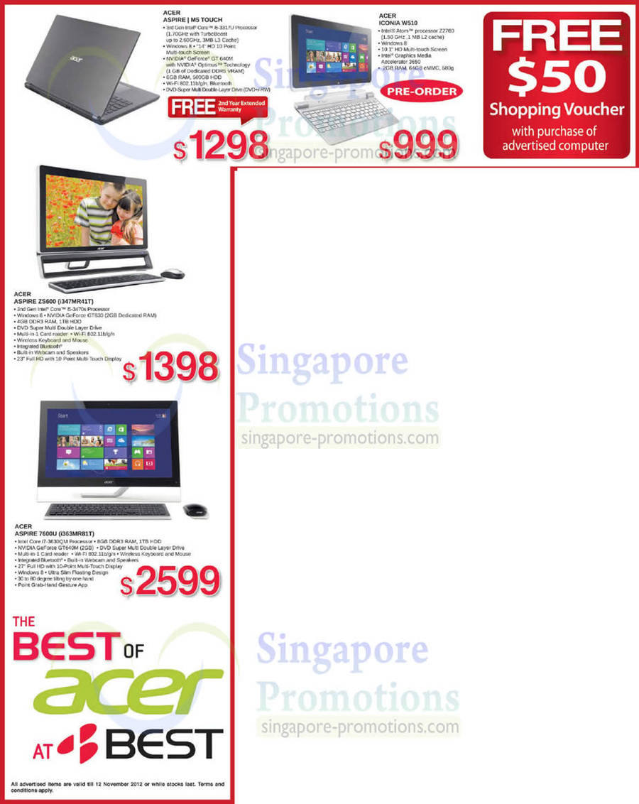 Acer Iconia W510, Aspire M5 Touch, Acer Aspire ZS600 i347MR41T AIO Desktop PC